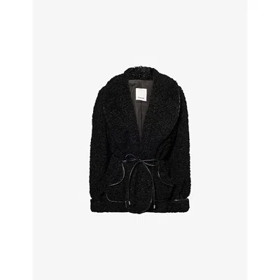 Simkhai Womens Black Kimia Tie-waist Faux-fur Jacket Xs