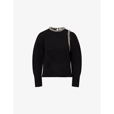 Simkhai Womens Black Monroe Embellished Wool-blend Jumper