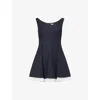Simkhai Womens Black Multi Dorothie Pleated Cotton-blend Mini Dress In Blue