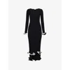 Simkhai Womens Black Solani Ruffled Knitted Midi Dress Xl In Black