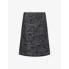 Simkhai Womens Black Vionna Floral-jacquard  Stretch-woven Midi Skirt In Black