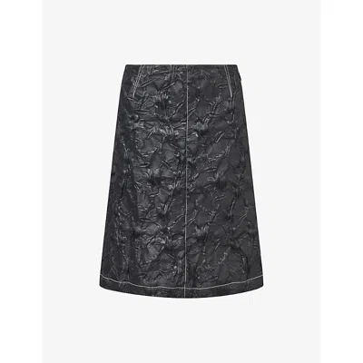 Simkhai Womens Black Vionna Floral-jacquard  Stretch-woven Midi Skirt