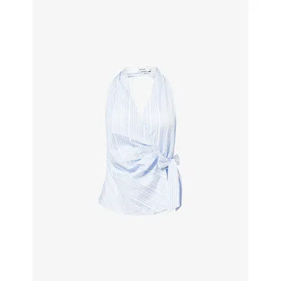 Simkhai Womens Blue Stripe Bria Striped Woven Top