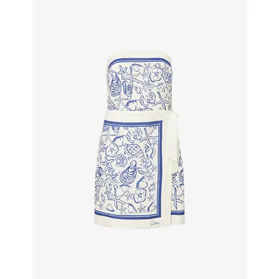 Simkhai Womens Blueberry Multi Darbie Strapless Linen-blend Mini Dress