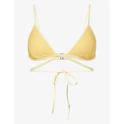 Simkhai Womens Buttercream Multi Harlen Tie-front Bikini Top In Yellow