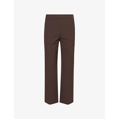 Simkhai Womens Chocolate Mackenzie Straight-leg Stretch-woven Trousers In Burgundy