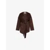 Simkhai Womens Chocolate Rowen Fringed Wool-blend Jacket In Brown