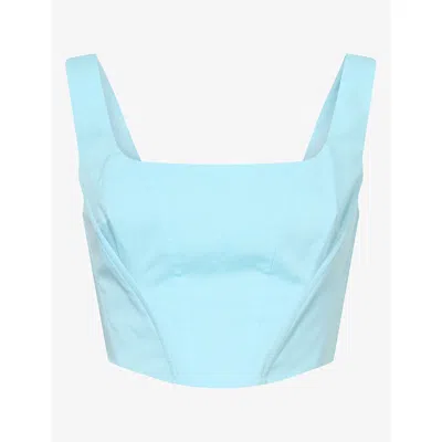 Simkhai Womens Clio Cropped Cotton-blend Top Pool In Blue