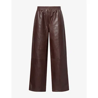 Simkhai Womens Corrine Relaxed-fit Leather Trousers Dark Chocolate In Brown
