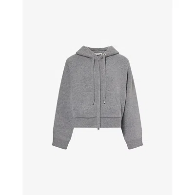 Simkhai Womens Heather Grey Dakota Cropped Wool-blend Hoodie In Gray