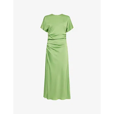 Simkhai Womens Deep Peridot Marabella Ruched Woven Midi Dress