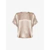 Simkhai Womens Faded Olive Addison Short-sleeve Satin Top In Neutral