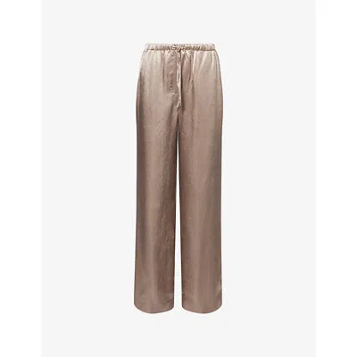 Simkhai Womens Faded Olive Elliat Straight-leg Satin Trousers In Green