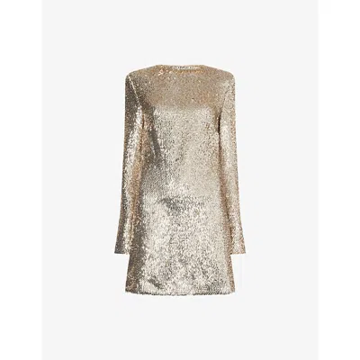 Simkhai Womens Gold Opal Sequinned Mini Dress In Brown