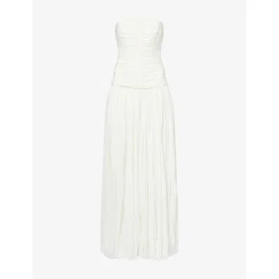 Simkhai Womens Ivory Danielle Crinkle Jersey Bustier Woven Gown In White
