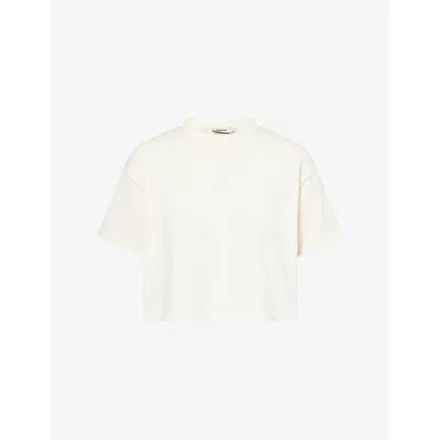 Simkhai Womens Ivory Mavis Boxy-fit Cotton-and-silk Top