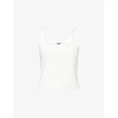 Simkhai Womens Ivory Ramaina Cropped Woven Tank Top In White