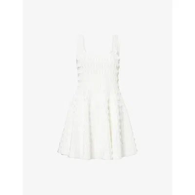 Simkhai Womens Ivory Vanna Scalloped Knitted Mini Dress In White