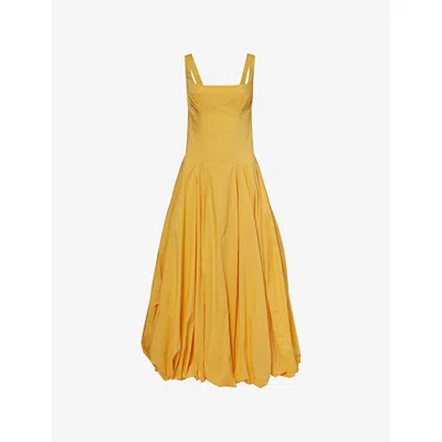 Simkhai Womens Mango Hally Bubble-hem Cotton Midi Dress In Yellow