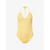 Simkhai Womens Mango Multi Karoline Halterneck Crochet Swimsuit Xs In Yellow