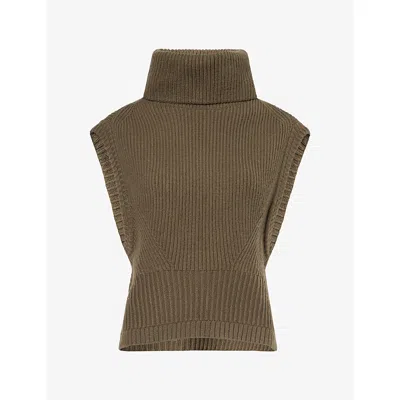 Simkhai Womens Maple Turtleneck Wool-blend Knitted Vest Dark Olive In Multi