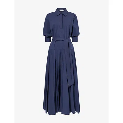 Simkhai Womens Midnight Arlo Belted Cotton-blend Maxi Dress In Blue