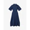 Simkhai Womens Midnight Deanna Belted Cotton-blend Midi Dress In Midnight