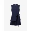 Simkhai Womens Midnight Eman Pleated Woven Mini Dress In Navy