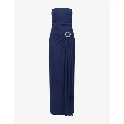 Simkhai Womens Midnight Emma Strapless-bustier Jersey Maxi Dress In Navy
