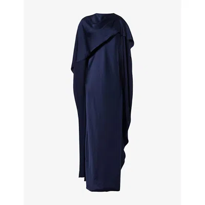 Simkhai Womens Midnight Izel Cape Satin Maxi Dress In Blue