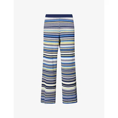 Simkhai Womens Midnight Multi Farrah Graphic-pattern Woven Trousers