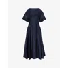 Simkhai Rosalie Pleated Fil Coupe Midi Dress In Midnight