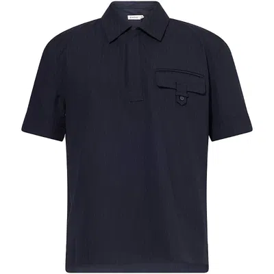 Simkhai Womens Ranaldo Short-sleeve Stripe Woven Shirt Midnight Stripe