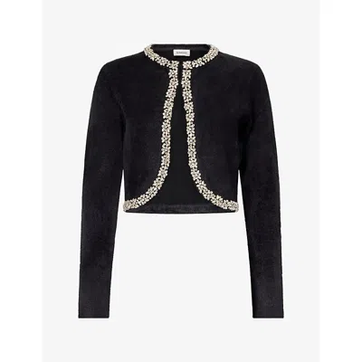 Simkhai Womens Mika Embellished Knitted Cardigan Black