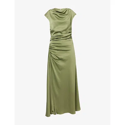 Simkhai Womens Olive Burke Draped Satin Midi Dress In Green