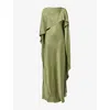 Simkhai Womens Olive Izel Caped Satin Maxi Gown In Green