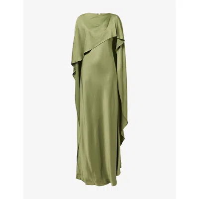 Simkhai Womens Olive Izel Caped Satin Maxi Gown In Green