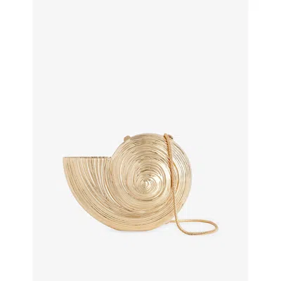 Simkhai Womens Pearl Marion Seashell Metal Clutch Bag In Gold