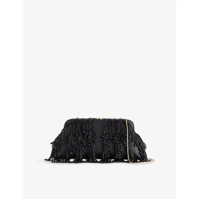 Simkhai Womens Pia Beaded-fringe Leather Clutch Black