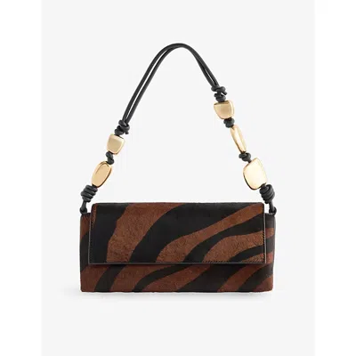 Simkhai Womens Piedra Pony-hair Leather Shoulder Bag Cacao