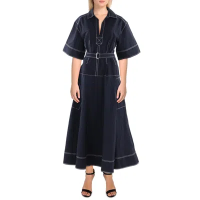 Simkhai Womens Piping Short Sleeve Shirtdress