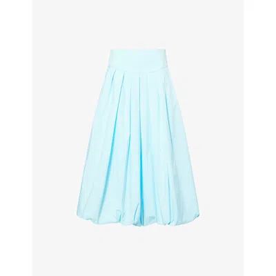 Simkhai Womens Pool Winsor Puffball-hem Cotton-blend Midi Skirt In Blue