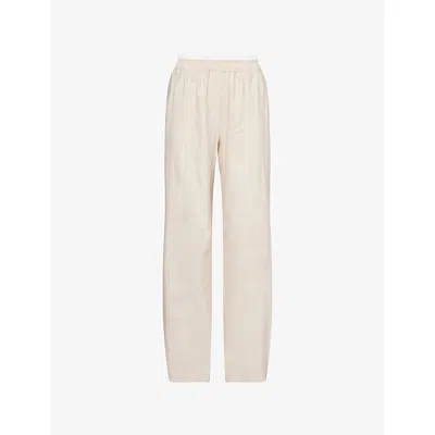Simkhai Womens Bristol Straight-leg Linen-blend Trousers Sand