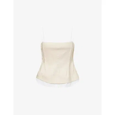 Simkhai Womens Sand Multi Cayden Bustier Linen-blend Top In Neutral