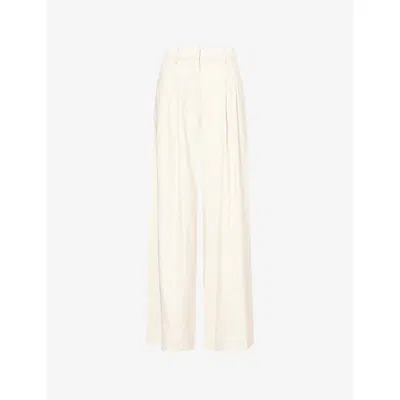 Simkhai Womens Sand Ramsey Pleated Linen-blend Trousers In Neutral