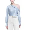 Simkhai Alice One-shoulder Satin-crepe Top In Blue
