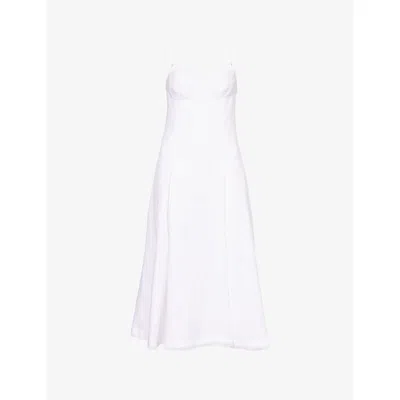 Simkhai Womens White Analis Bustier Linen-blend Midi Dress