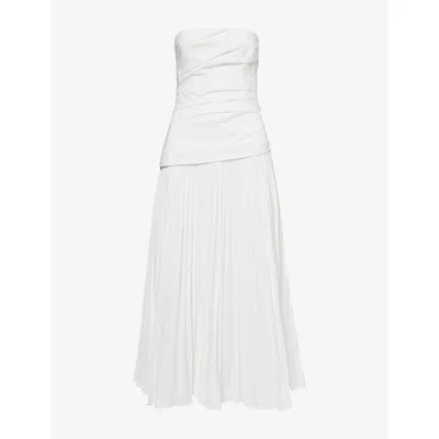 Simkhai Womens White Arie Bustier Cotton-blend Midi Dress