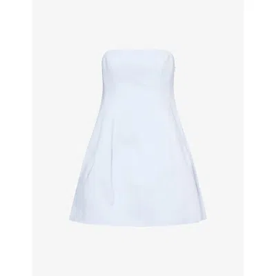 Simkhai Womens Arta Bustier Strapless Cotton-blend Mini Dress Periwinkle Sky