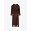 Simkhai Womens Chocolate Carrie Fringed Wool-blend Coat In Brown